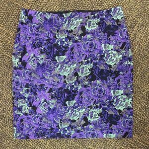 Talbots petite purple rose floral‎ pencil skirt